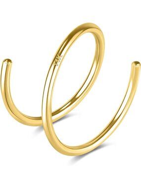 14k Solid Gold Double Hoop Nose Ring for Women & Men - Stylish & Durable Jewelry